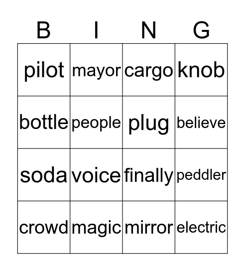 The Magic Box Bingo Card
