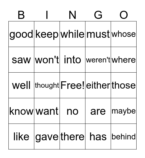 Sight Words (List #4) Bingo Card
