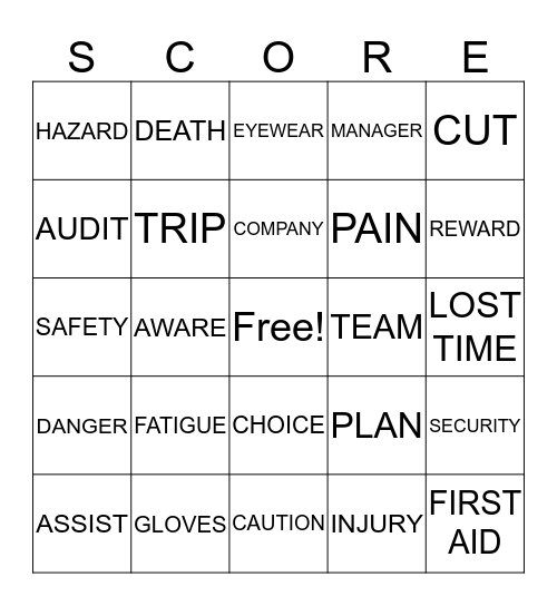 SAFETY SCORCE Bingo Card