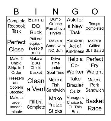 Brazier Team Bingo Card