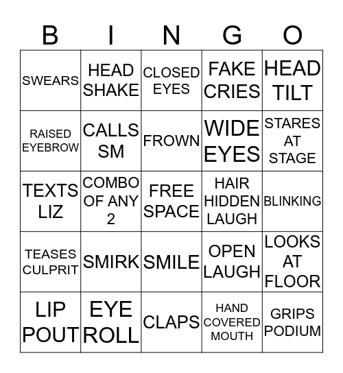 MMC REACTION BINGO Card