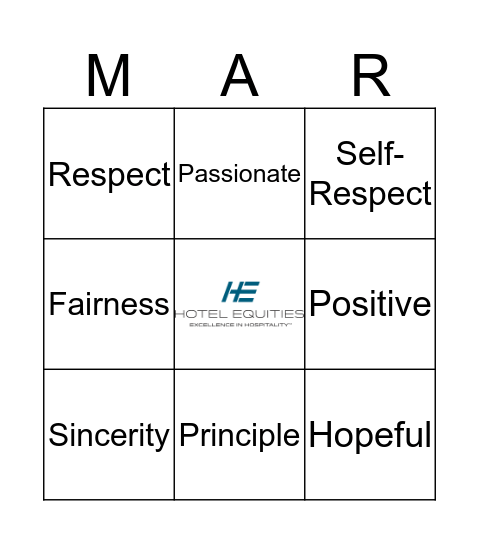 Honesty Bingo Card