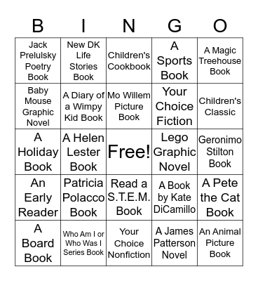 ADULTS READING KIDS BOOKS Bingo Card