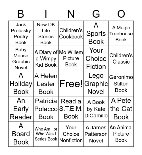 ADULTS READING KIDS BOOKS Bingo Card