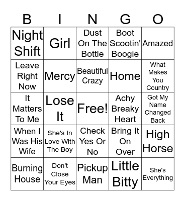 Music Bingo Card