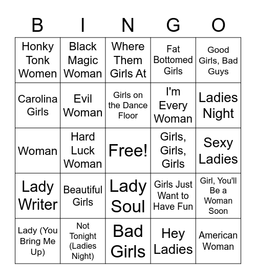 DJShannonNC Presents: Ladies Night Bingo Card