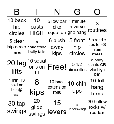 BARS Bingo Card