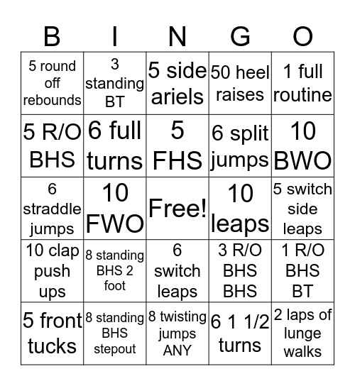 FLOOR Bingo Card