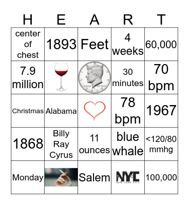 February Healthy Heart Social Bingo Card