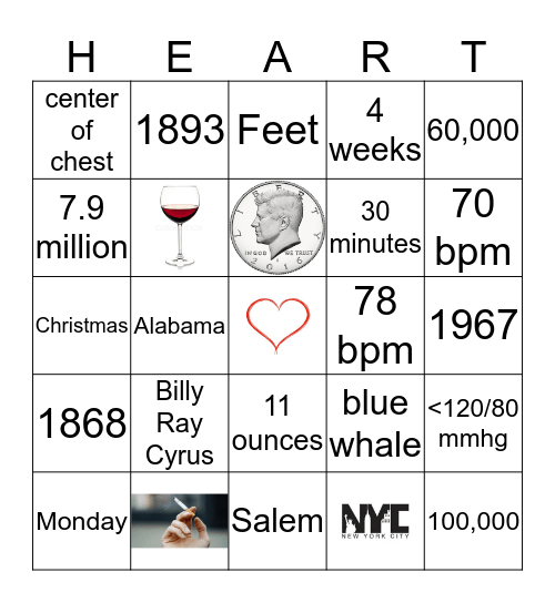 February Healthy Heart Social Bingo Card