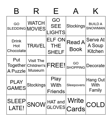 WINTER Bingo Card