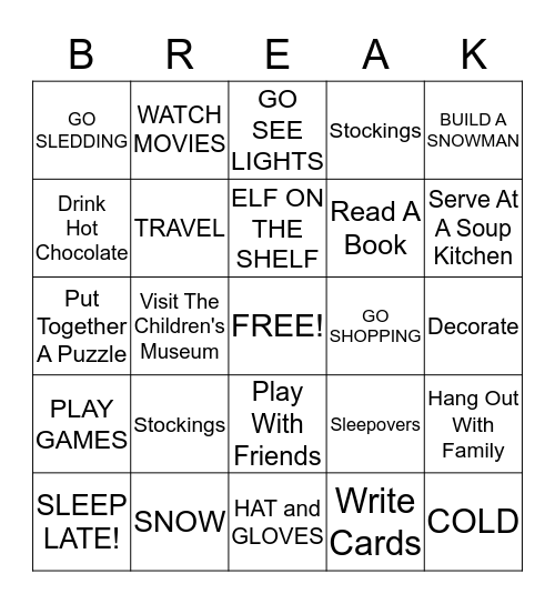 WINTER Bingo Card