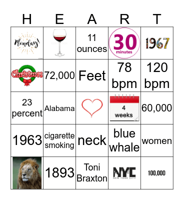 February Healthy Heart Social Bingo Card