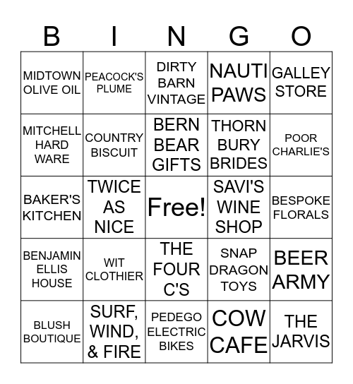 DOWNTOWN BUSINESS BINGO Card