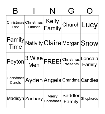 Christmas Bingo Card