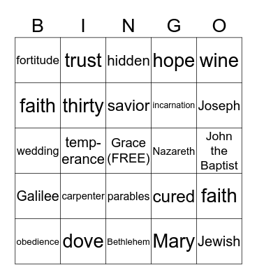 CCD Bingo Card