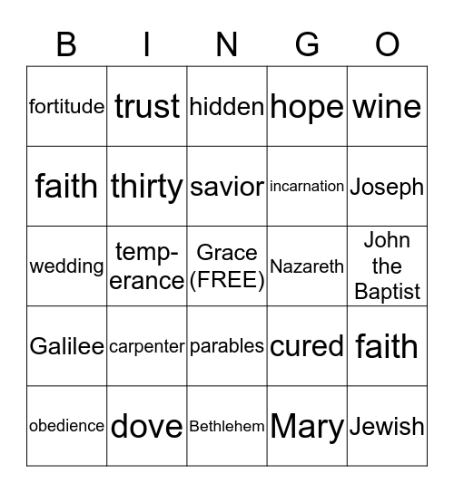 CCD Bingo Card