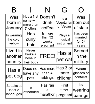 ICEBREAKER BINGO! Bingo Card