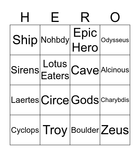 The Epic Hero (Bingo) Bingo Card