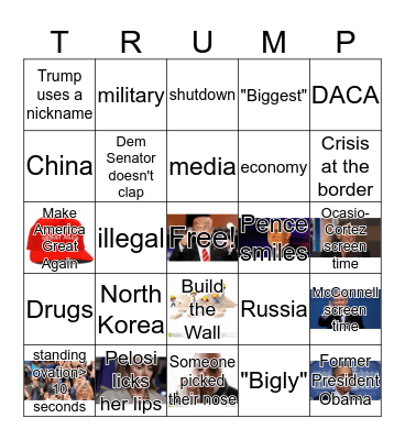 2019 State of the Union Bingo Card