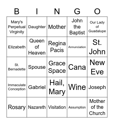 Blessed Mother Bingo! Bingo Card