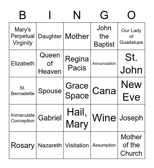 Blessed Mother Bingo! Bingo Card