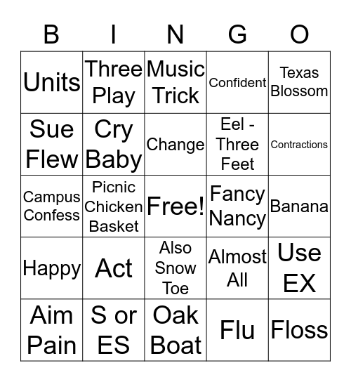 Barton Rules Bingo Card