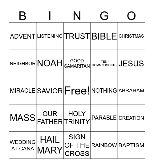 FAMILY SESSION  Bingo Card