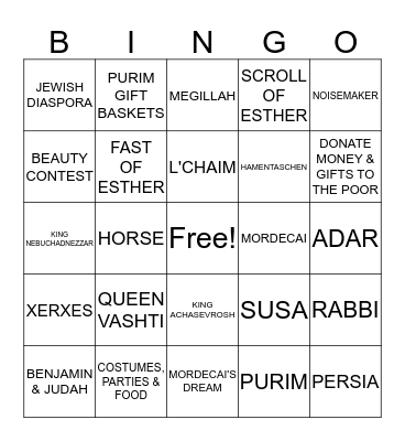 PURIM Bingo Card