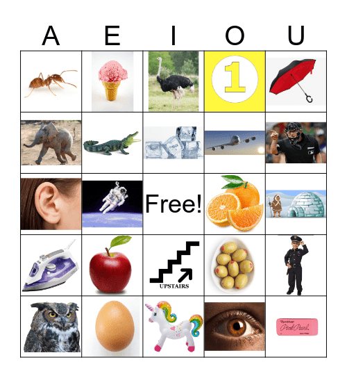 VOWELS Bingo Card