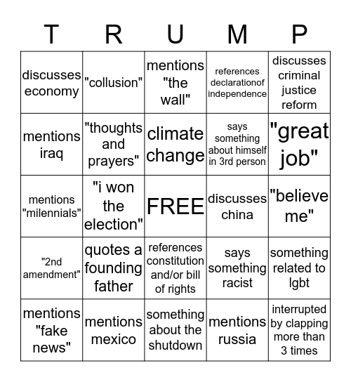 i hate trump: the bingo game Bingo Card