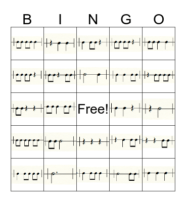 3/4 Rhythm Bingo Card