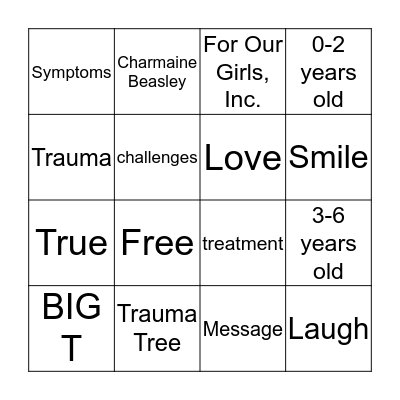 Trauma Bingo 1 Bingo Card