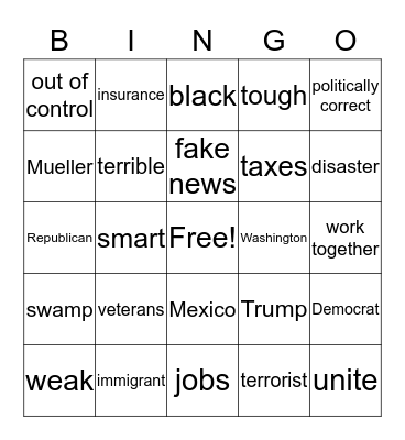 State of the Union Bingo Card