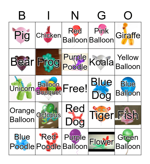 Balloon Bingo Card