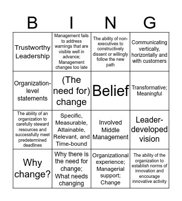 Chapter 4 (Part 1) Bingo Card