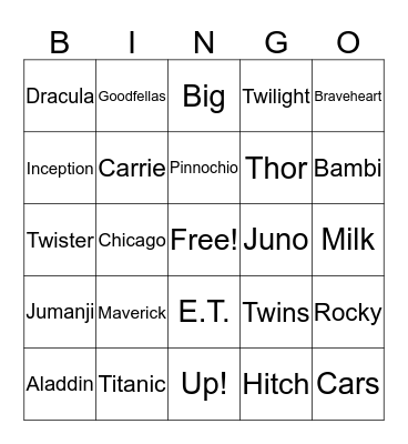 Movie Bingo Card