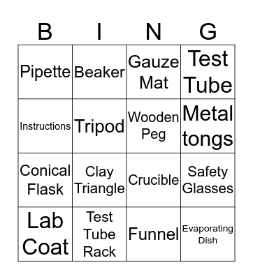 Scientific Equipment Bingo Card
