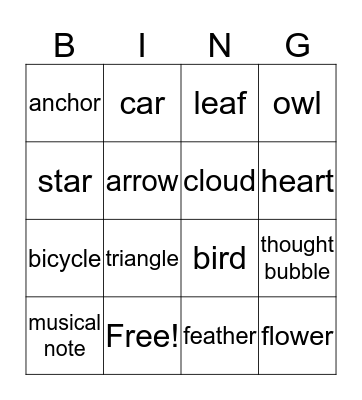 wooden shape Bingo Card