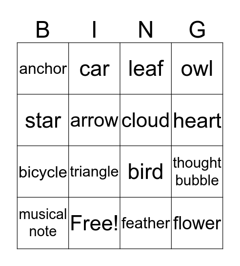 wooden shape Bingo Card