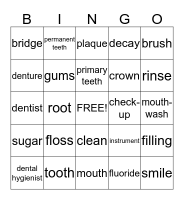 Dental Hygiene Bingo! Bingo Card