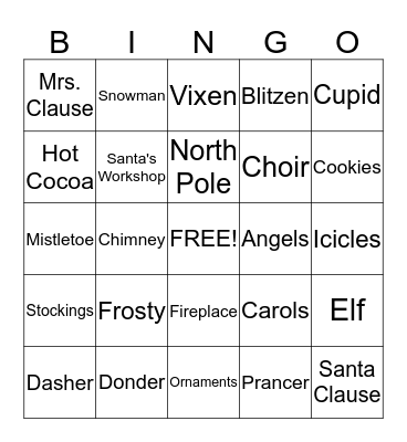 Room 17 Winter Bingo Card