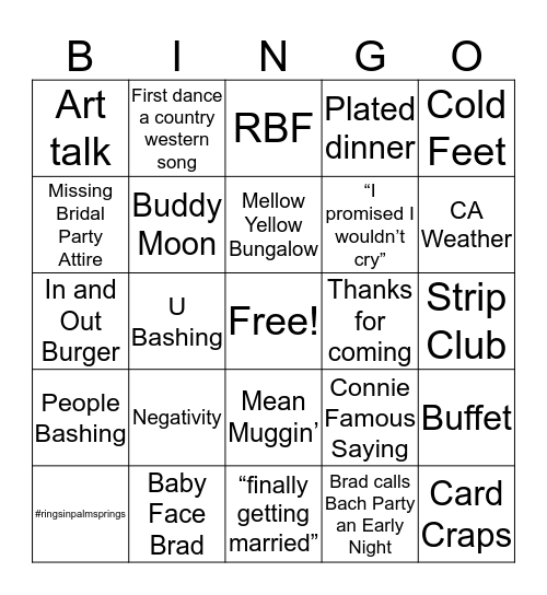 Palm Springs Bingo Card