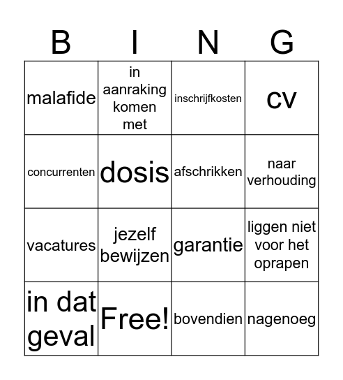 4B Woordenschat H3 Bingo Card