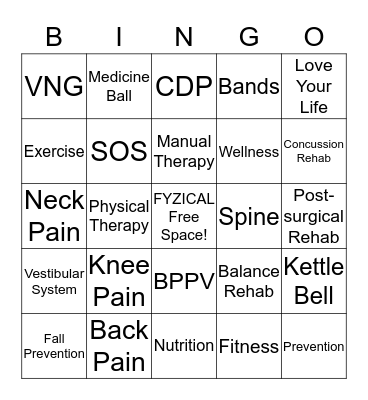 FYZICAL Bingo! Bingo Card