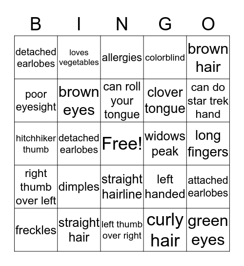 Gene-O  Bingo Card