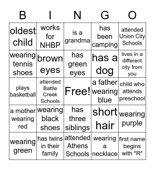 Strengthening Families: Find Someone who.. Bingo Card