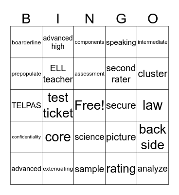 TELPAS Bingo Card