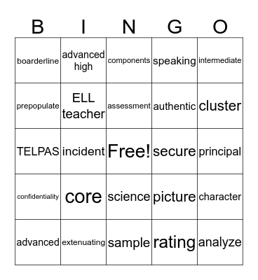 TELPAS Bingo Card