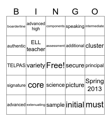 TELPAS Bingo Card